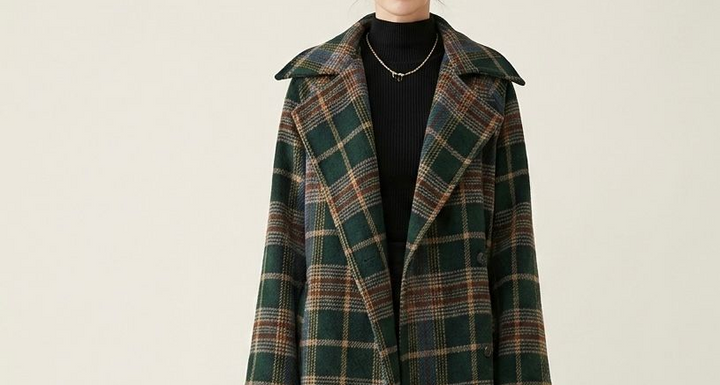 Ivy | Forest Green Check Longline Coat — Final Edit