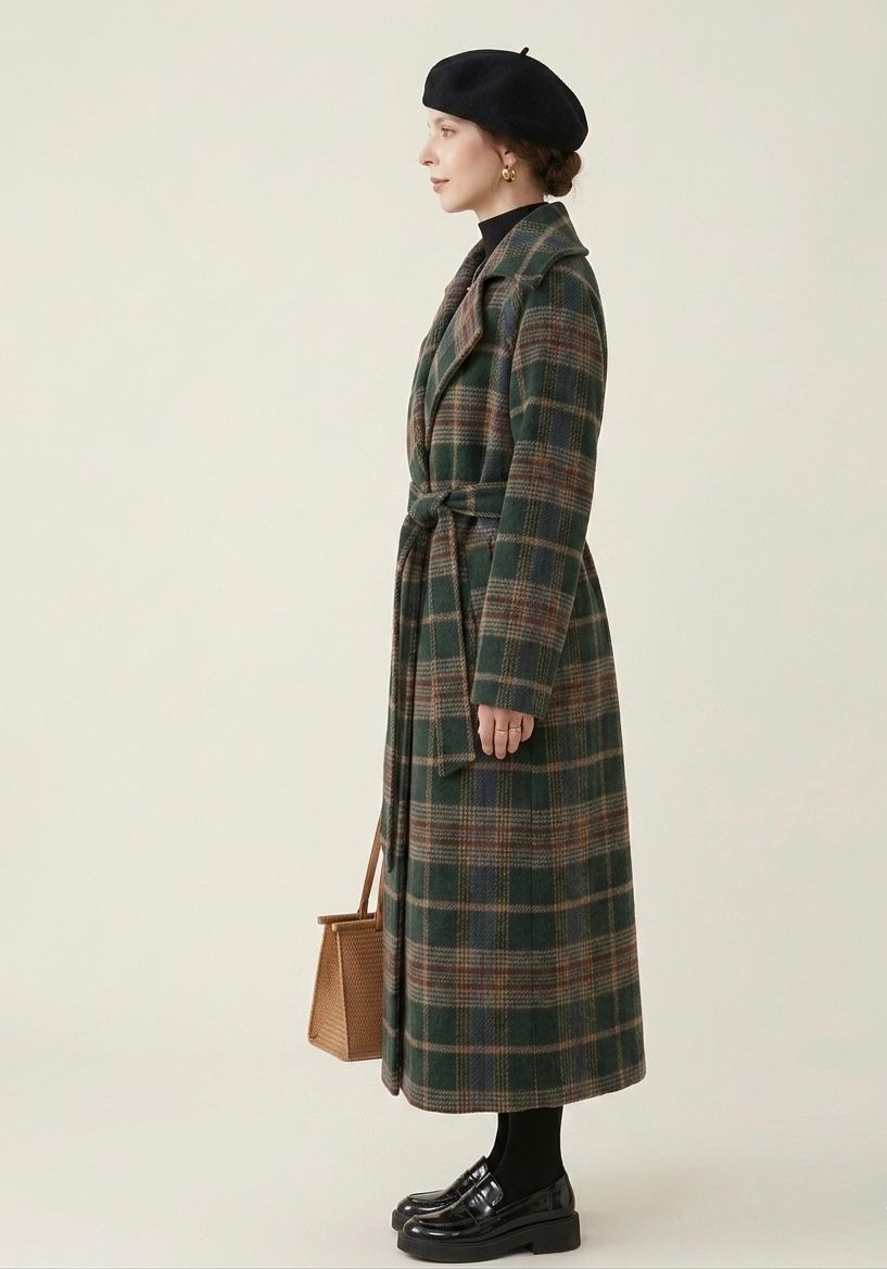Ivy | Forest Green Check Longline Coat — Final Edit