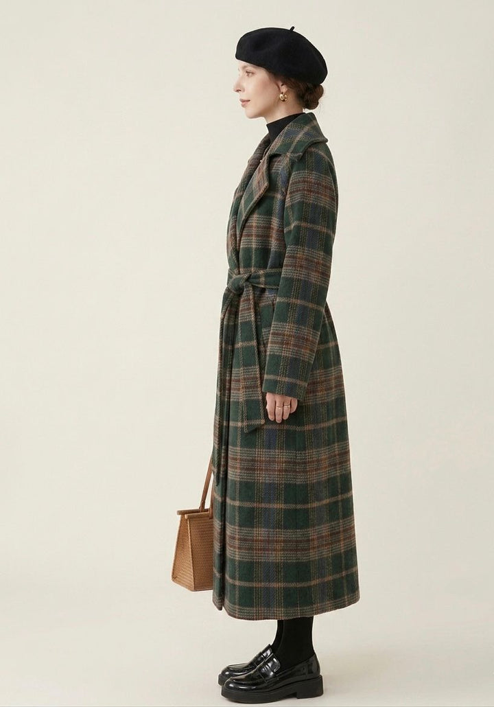 Ivy | Forest Green Check Longline Coat — Final Edit