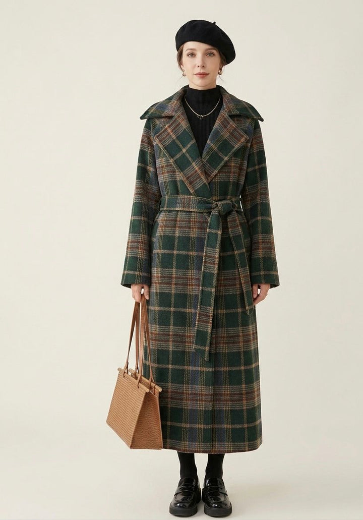 Ivy | Forest Green Check Longline Coat — Final Edit